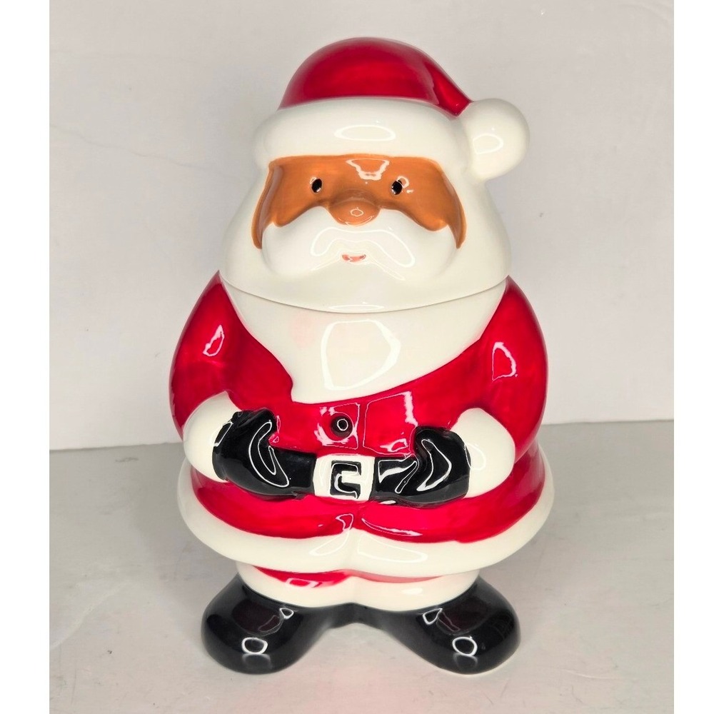 Holiday‎ Time Santa Christmas Cookie Jar Earthenware
